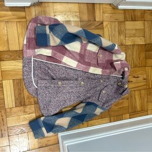 Central Park West Multicolor Plaid and Herringbone Jacket